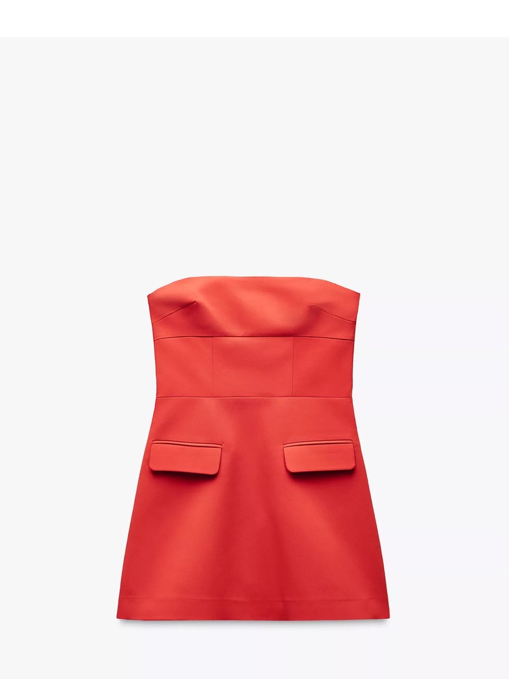 Zara Strapless Coral-Red Mini Dress